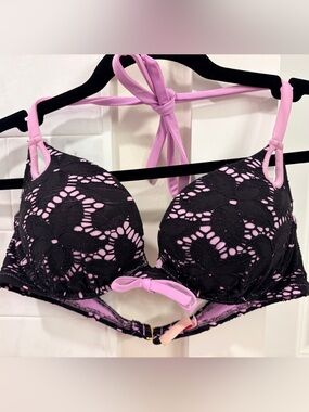 Victoria’s Secret Very Sexy Push-Up Bikini Top (36B, Black/Purple)